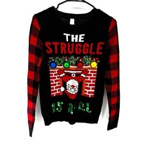Festive Black and Red ugly Christmas sweater